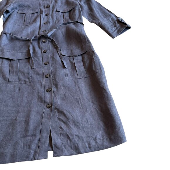 Go Silk 100% Linen Button-Down Shirt Dress w/ Belt 3/4 Sleeves Pockets Size XS - Picture 6 of 13